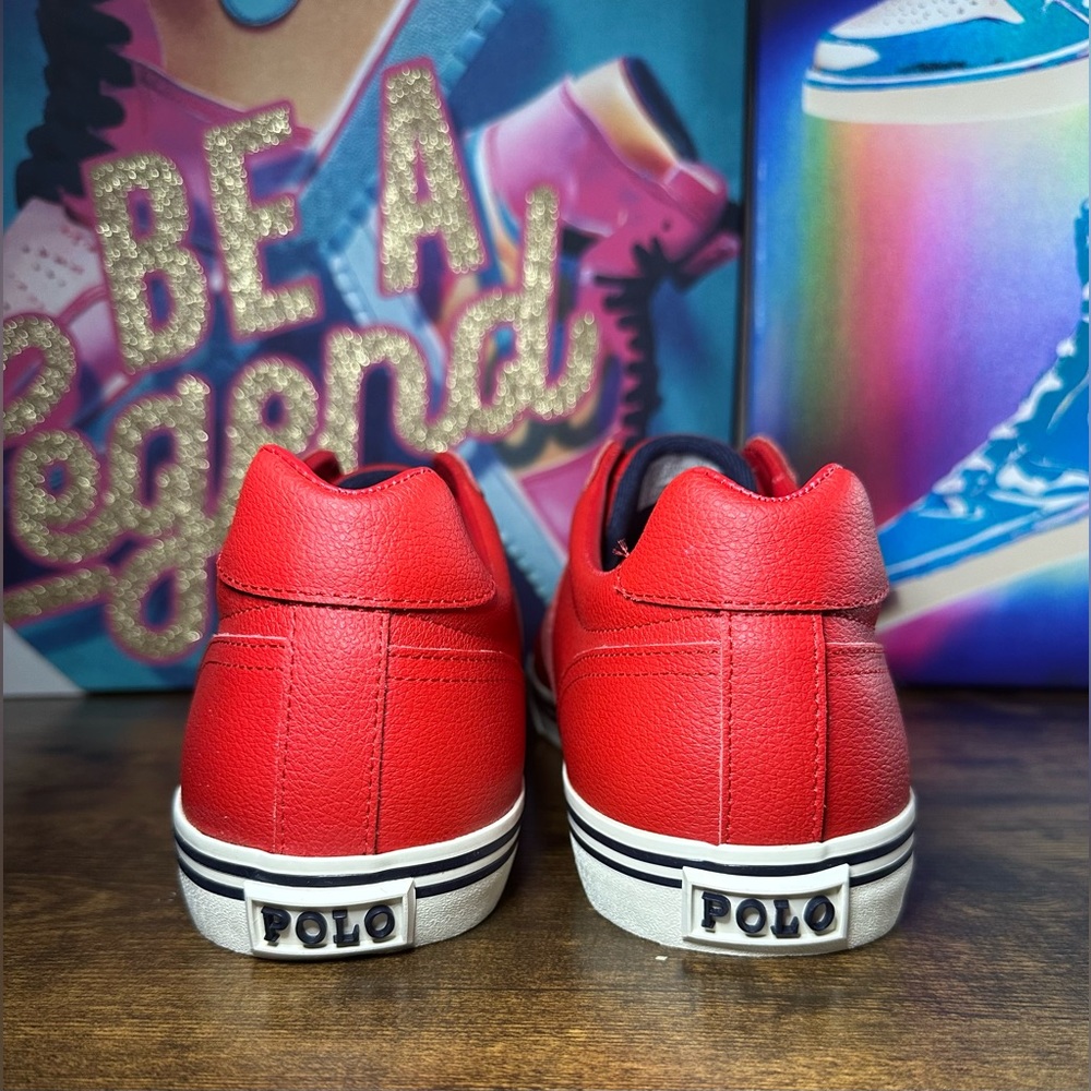Polo Ralph Lauren Men's Hanford Sneakers Size 14D Red Leather Lace Up - Picture 5 of 8